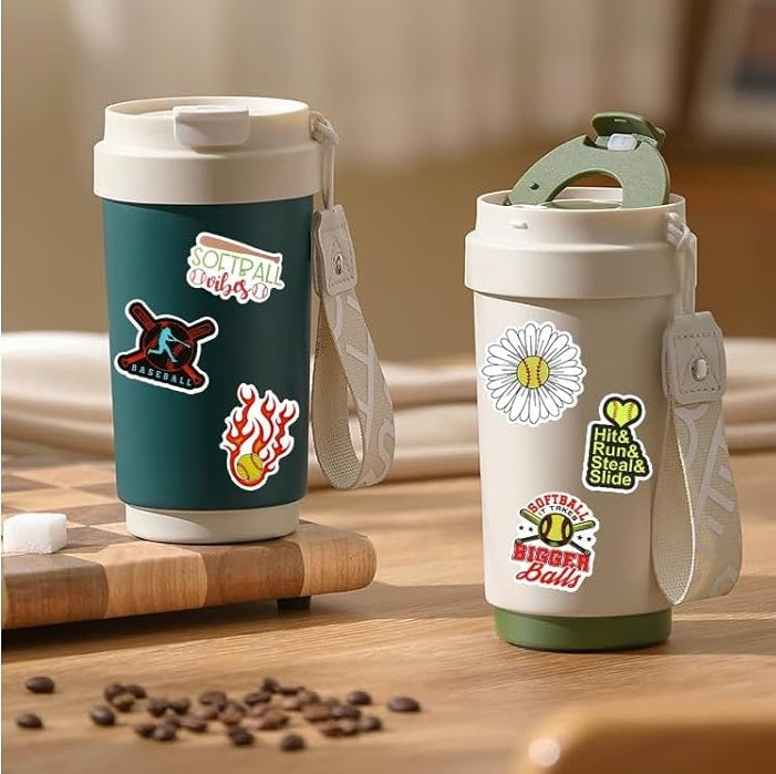 100 PCS Softball Stickers, Vinyl Decal For Water Bottle Laptop Car Helmet Guitar Skateboard Softball Accessories Gifts Clearance Sale1