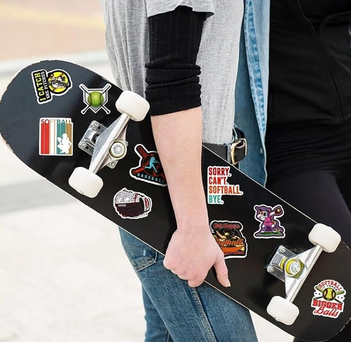100 PCS Softball Stickers, Vinyl Decal For Water Bottle Laptop Car Helmet Guitar Skateboard Softball Accessories Gifts Clearance Sale1